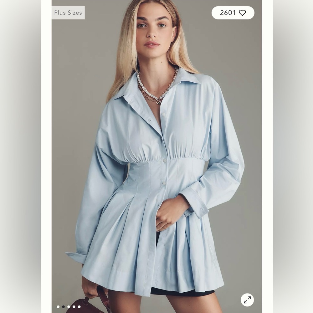 Maeve Light Blue cinched Button Down